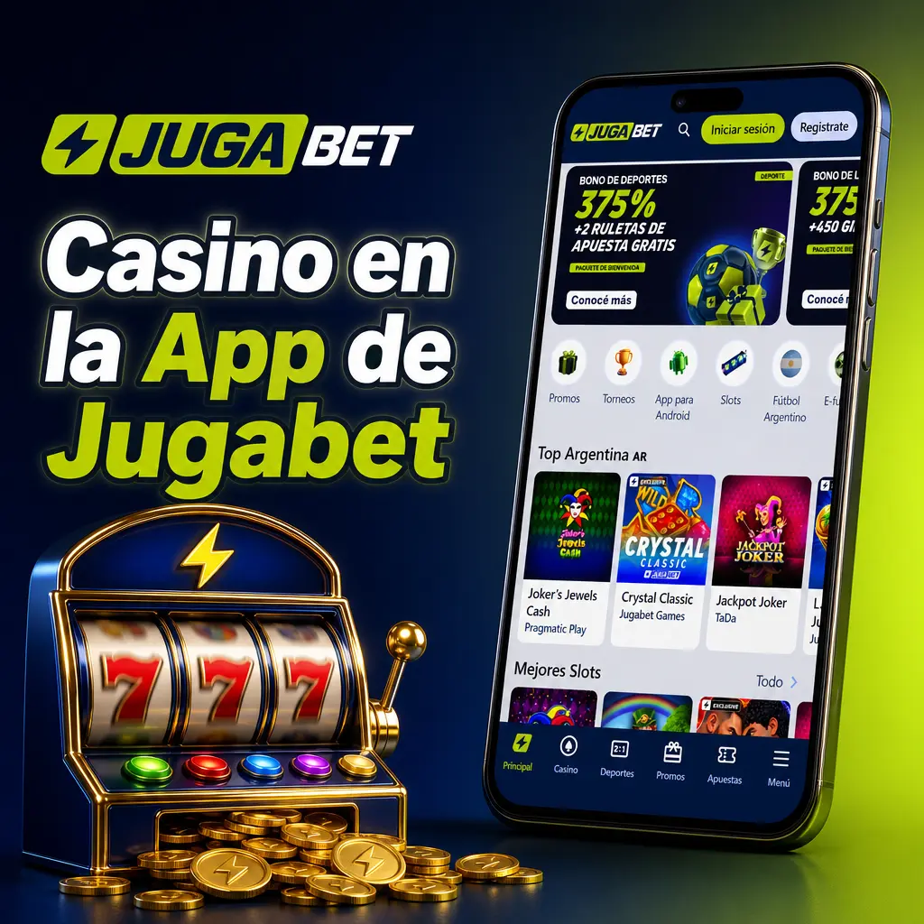 Casino en la app de Jugabet con tragamonedas y casino en vivo